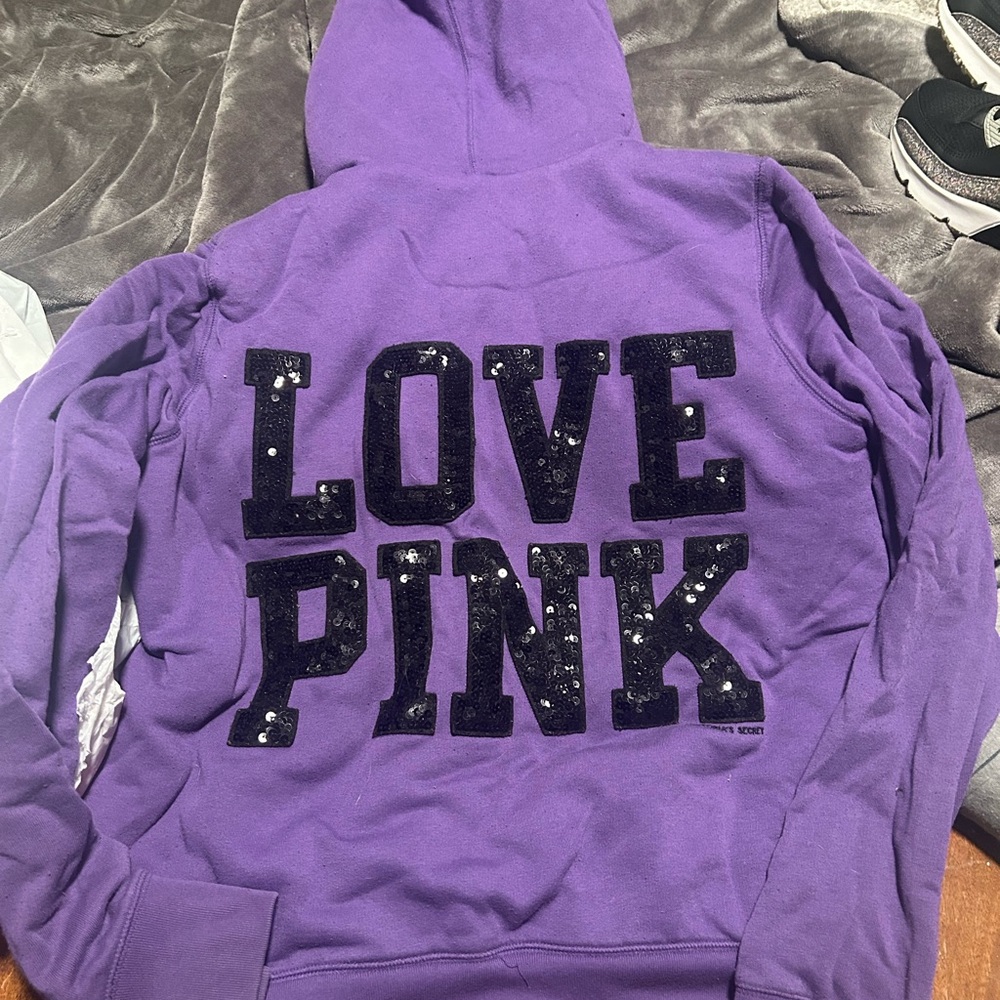 PINK Victoria's Secret Purple Zip-Up Hoodie-Vintage